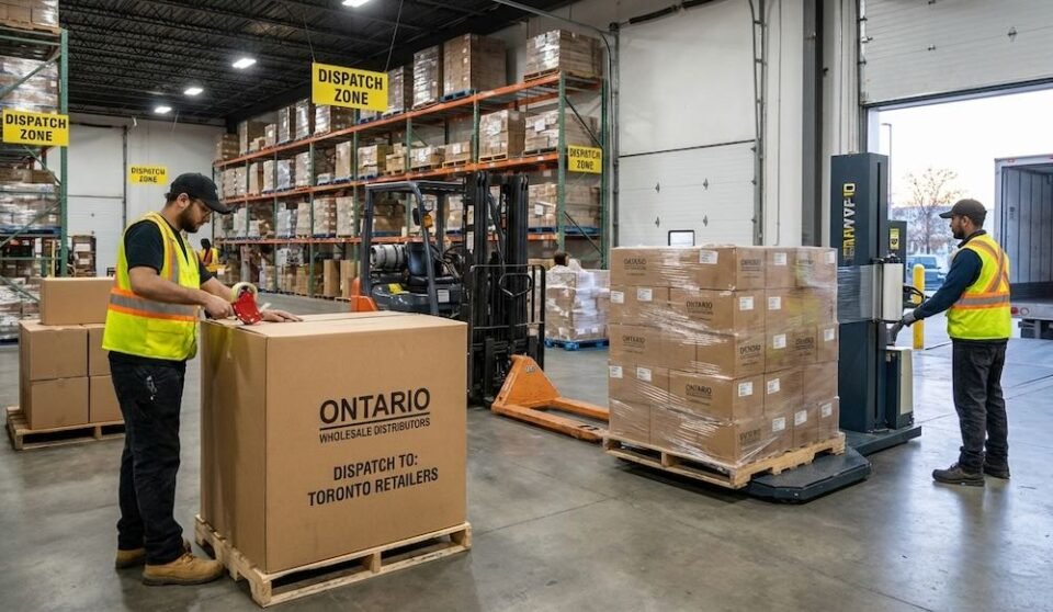 Wholesale order packaging being prepared for dispatch in Ontario